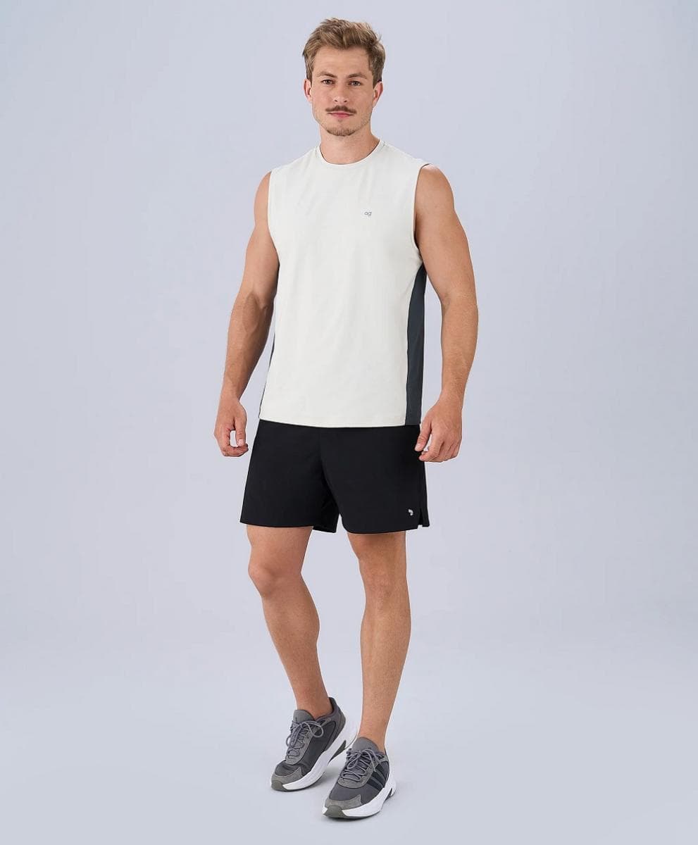 Regata Alto Giro Malha Texturizada Bicolor Masculina — AMARELO CREME