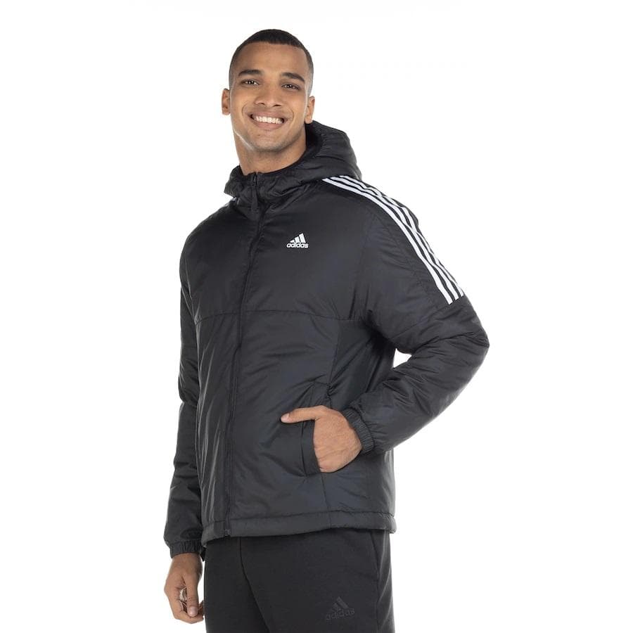 Jaqueta Adidas Com Capuz Essentials Ins Masculina Ref:gh4601 — PRETO