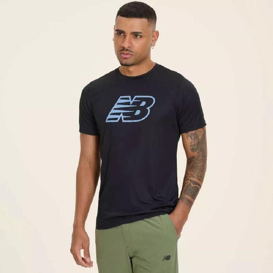Camiseta New Balance Sport Essentials Printed Masculina Ref:mt41224b — PRETO